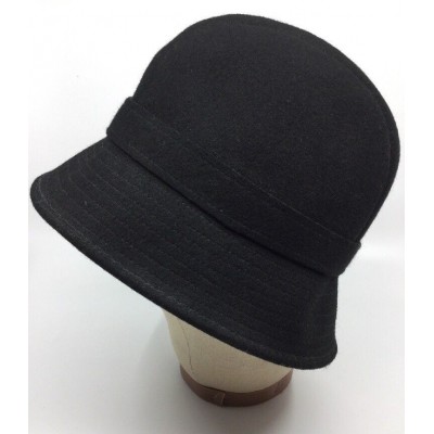 NWT Casual Corner british style bucket hat BLACK 100% wool Belt trim $49 retail  eb-22415276